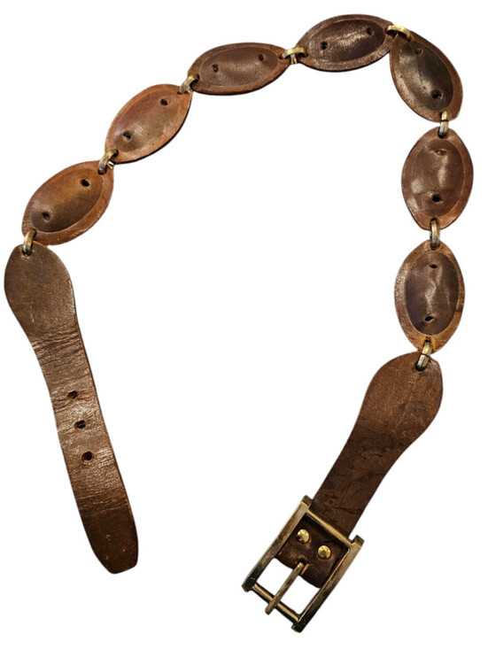 Accessories - Vintage 1940s Ried & Reid brown leather linked concho belt Womens Sz 26